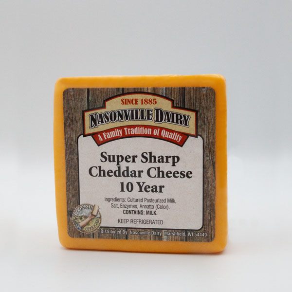 Super Sharp Cheddar Cheese Aged 10 Years Nasonville Dairy